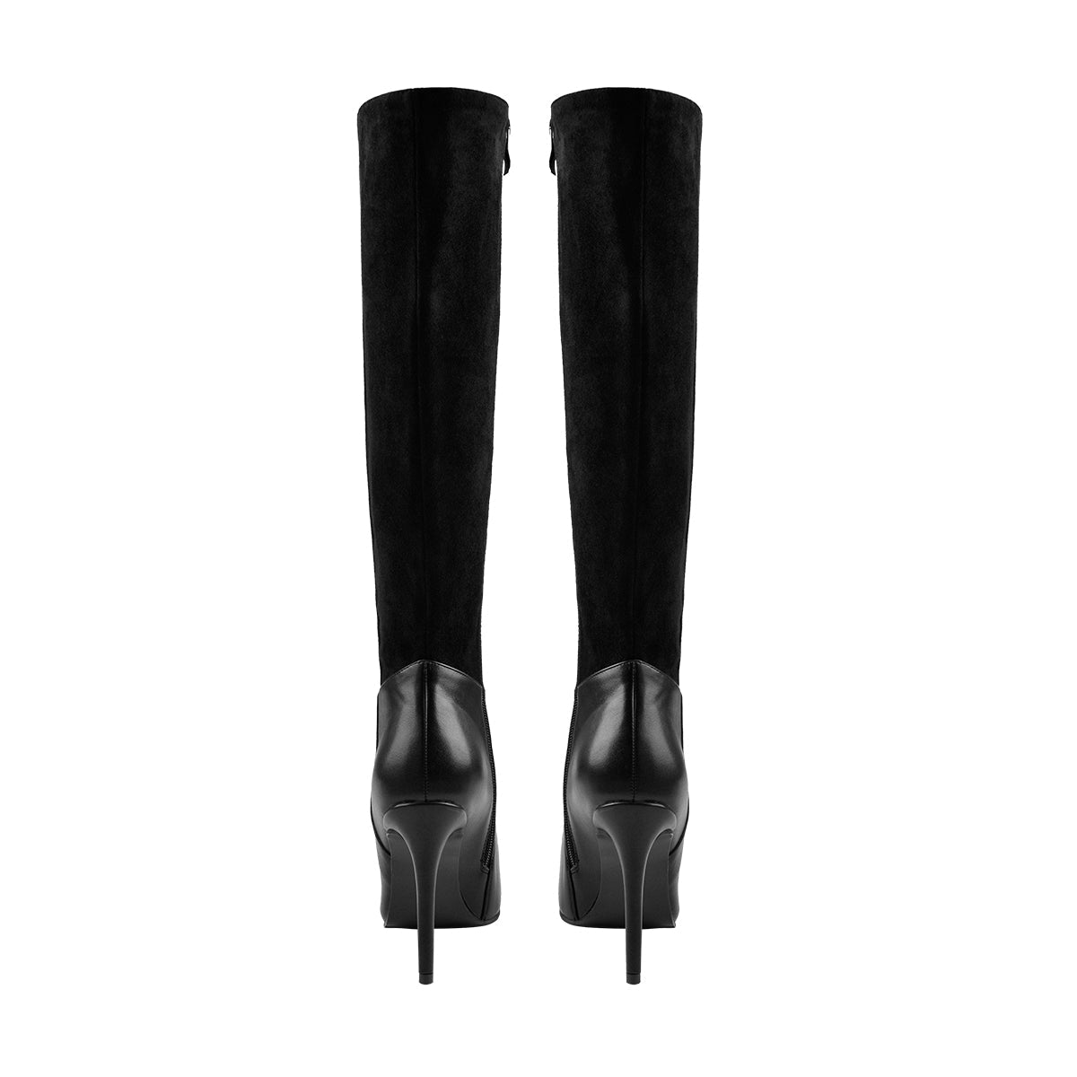 Suede Patchwork Pointed Toe Stiletto Wide High Boots - Onlymaker Best Seller