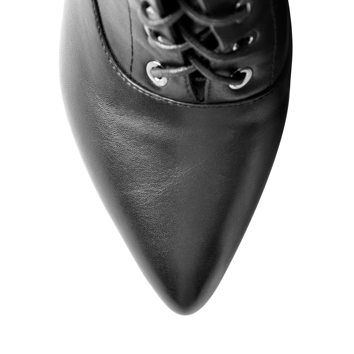 Black Matte Leather Platform Lace-Up High Heel Boots - Onlymaker Popular