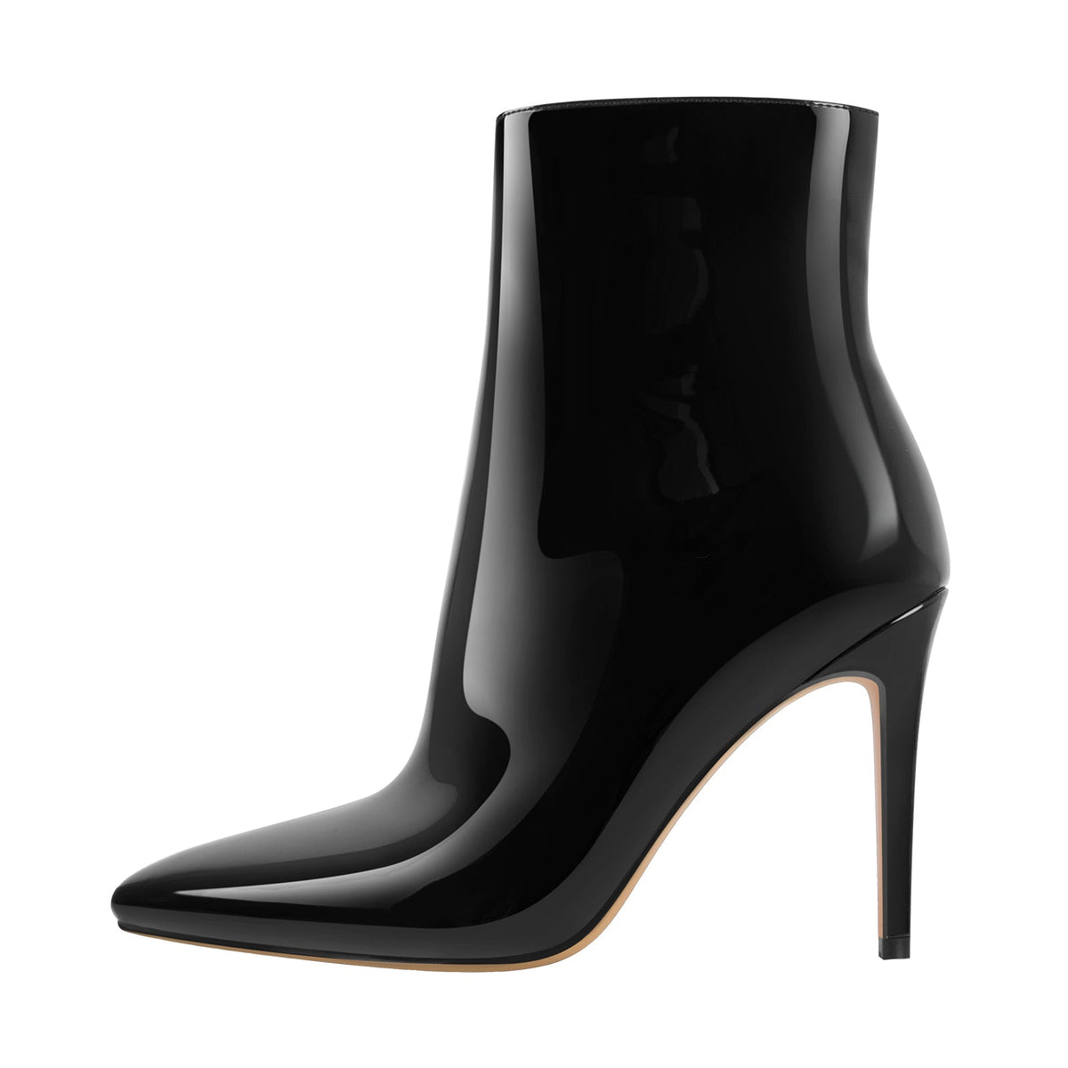 Pointed Toe Stiletto Patent Ankle Boots - Onlymaker Popular