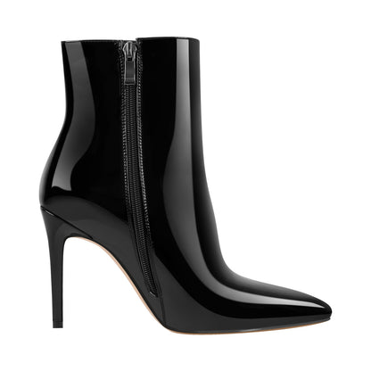 Pointed Toe Stiletto Patent Ankle Boots - Onlymaker Popular