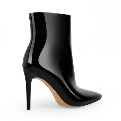 Pointed Toe Stiletto Patent Ankle Boots - Onlymaker Popular
