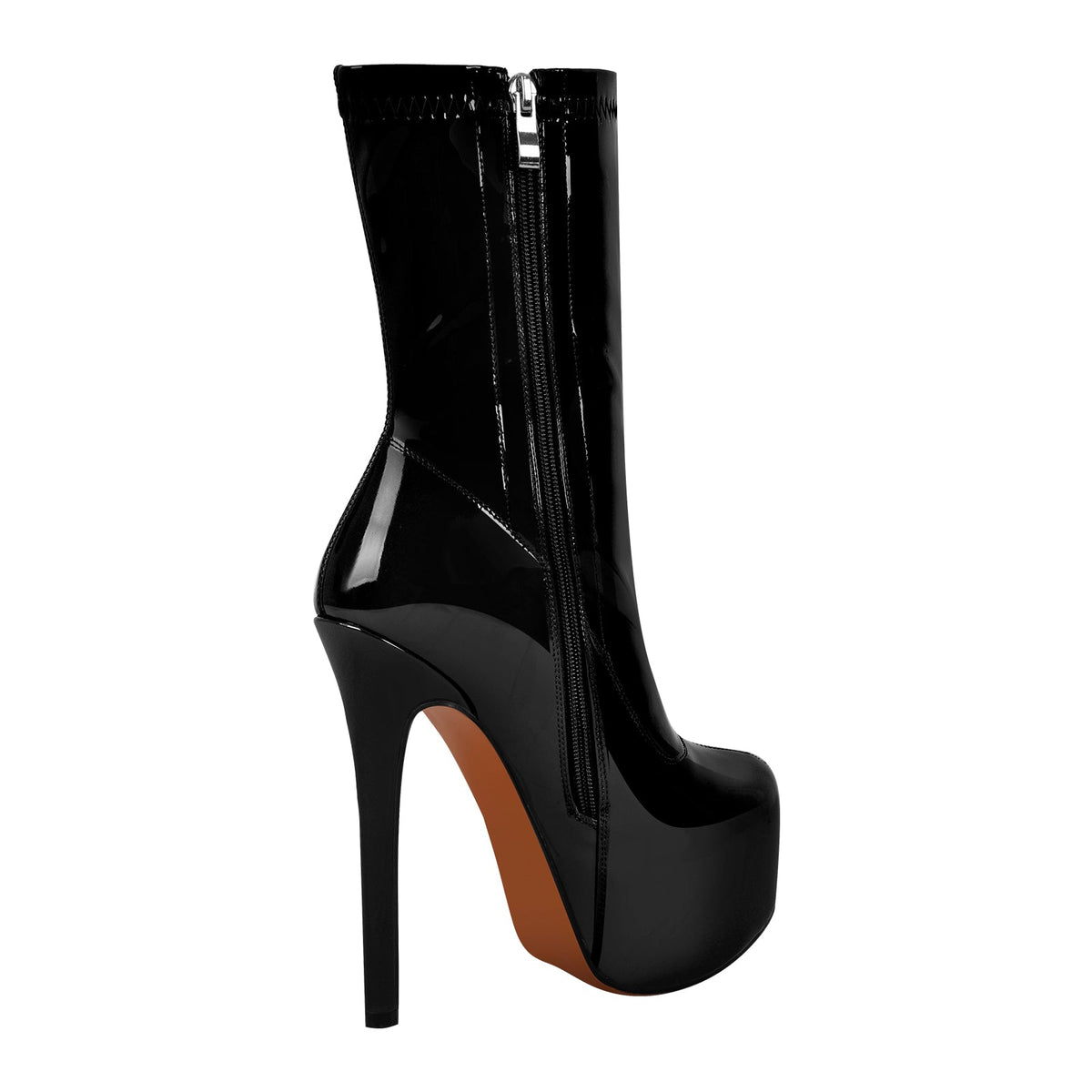 Patent Leather Platform Stiletto High Heel Ankle Boots - Onlymaker New