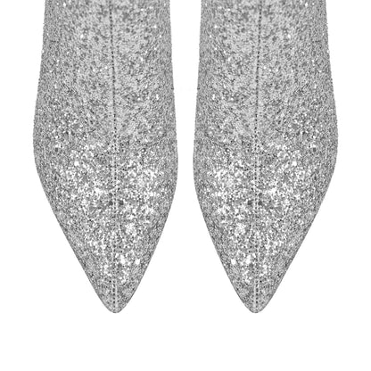 Pointed Toe Glitter Ankle Boots - Onlymaker Latest