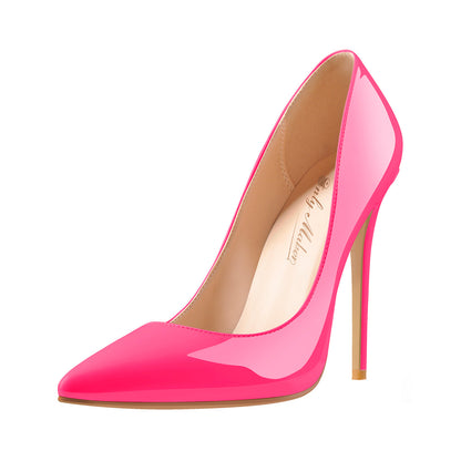 8cm 10cm 12cm Rose Red Pointed Toe Slip On High Heel Pumps - Onlymaker Quality