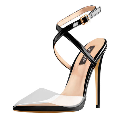 Pointed Toe Slingback High Heels Cross Strap Pumps - Onlymaker Discount