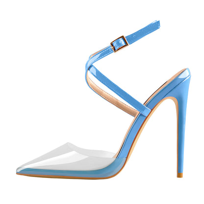 Pointed Toe Slingback High Heels Cross Strap Pumps - Onlymaker Discount