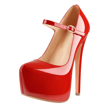 Mary Jane Platform Red Pointed Toe Stiletto High Heels Pumps - Onlymaker Smart Buy