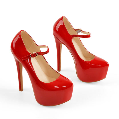 Mary Jane Platform Red Pointed Toe Stiletto High Heels Pumps - Onlymaker Smart Buy