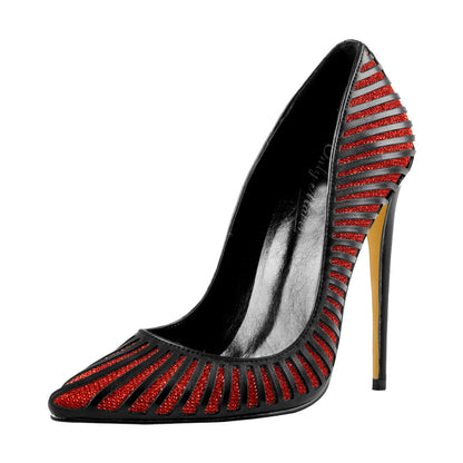 Black Red Silver Yellow Basic Pumps Pointed Toe Stilettos - Onlymaker Special Offer