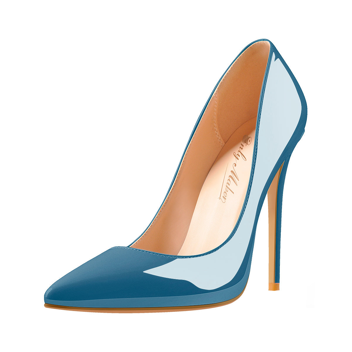 Blue Patent Leather Pointed Toe High Heel Pumps - Onlymaker Hot Sale