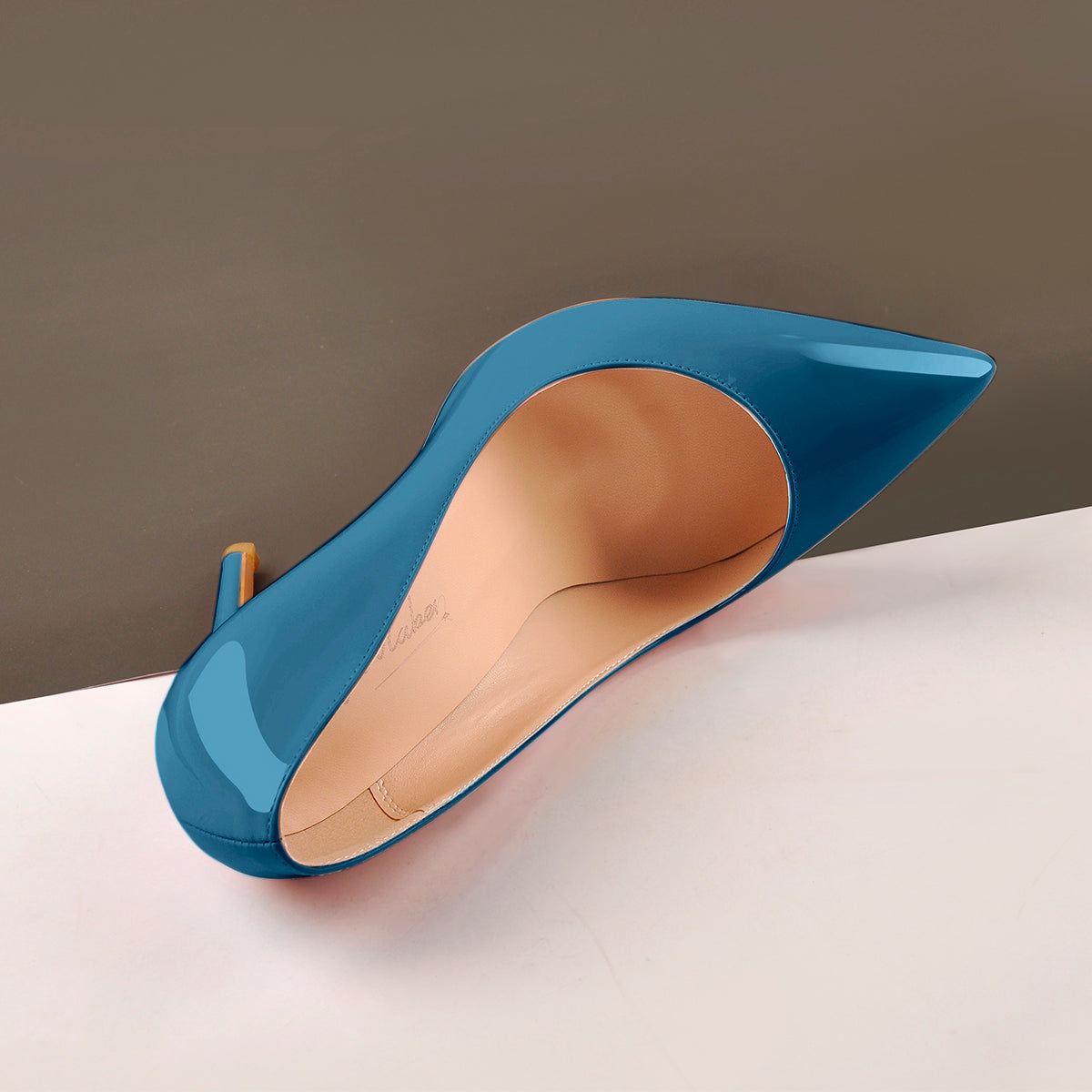 Blue Patent Leather Pointed Toe High Heel Pumps - Onlymaker Hot Sale