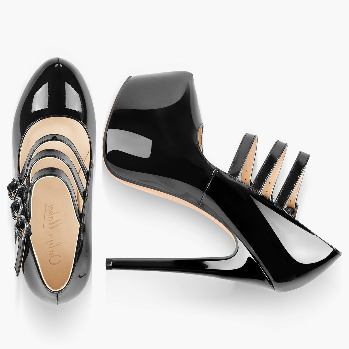 15cm Platform Round Toe Patent Black High Heel Stiletto Pumps - Onlymaker Top Pick