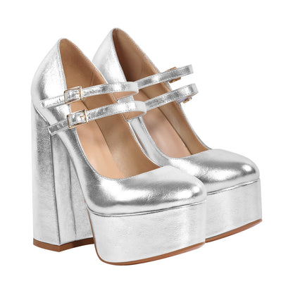 Platform Mary Jane Chunky Heel Pumps - Onlymaker Recommended