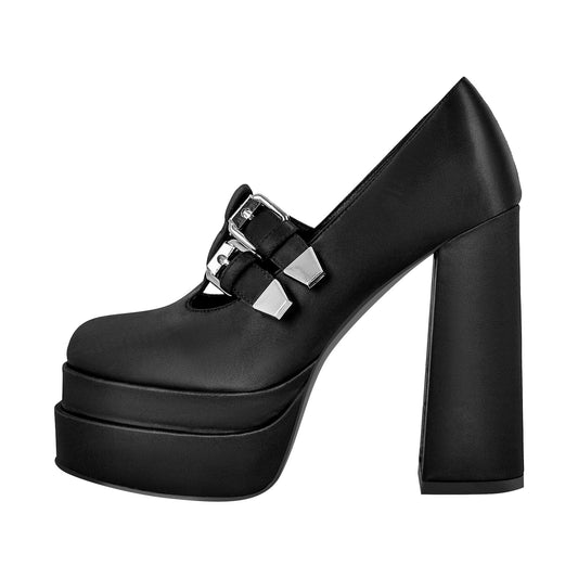 Double Platforms Chunky High Heel Pumps - Onlymaker Sale