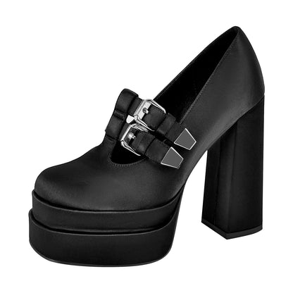 Double Platforms Chunky High Heel Pumps - Onlymaker Sale