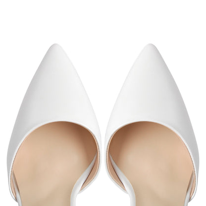 White Pointed Toe Platform Chunky Pumps - Onlymaker Everyday
