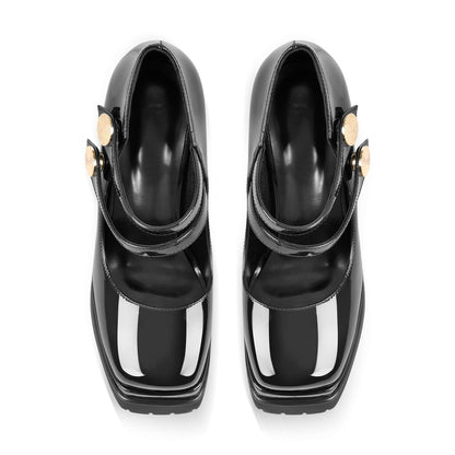 Square Toe Platform Chunky Mary Jane Pumps - Onlymaker Deals