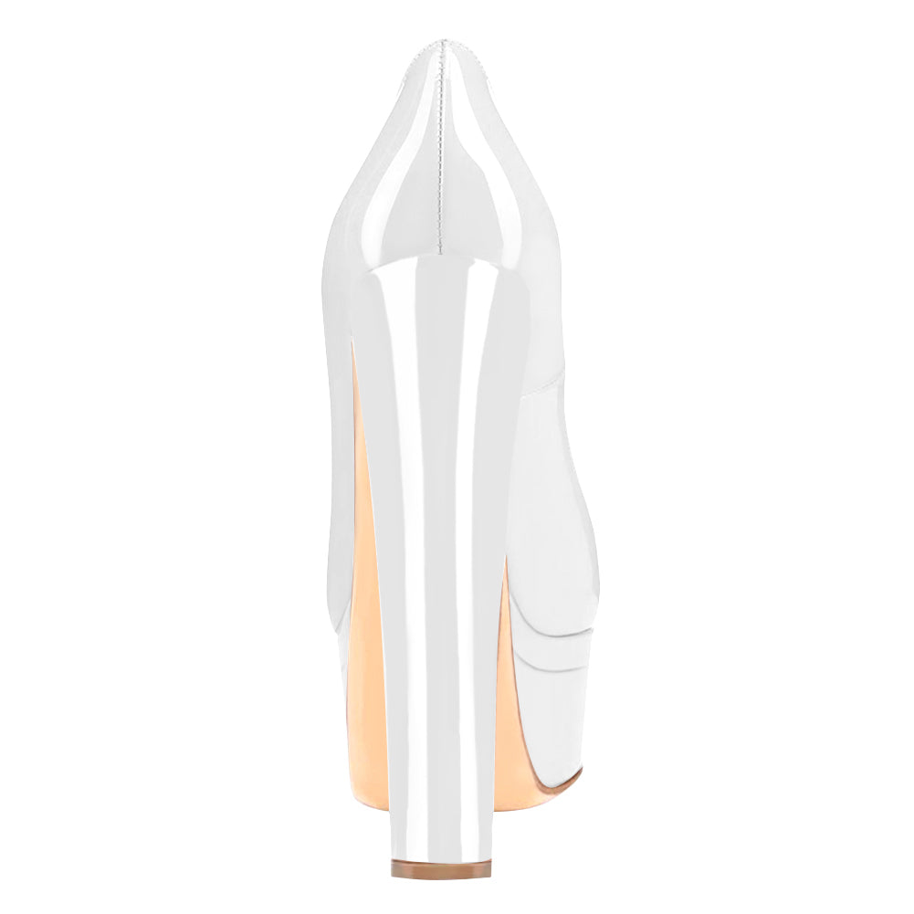 Classic White Peep Toe Platform Pumps - Onlymaker Customer Favorite