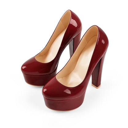 Onlymaker Pumps Platform Round Toe Chunky Heels - Onlymaker Popular