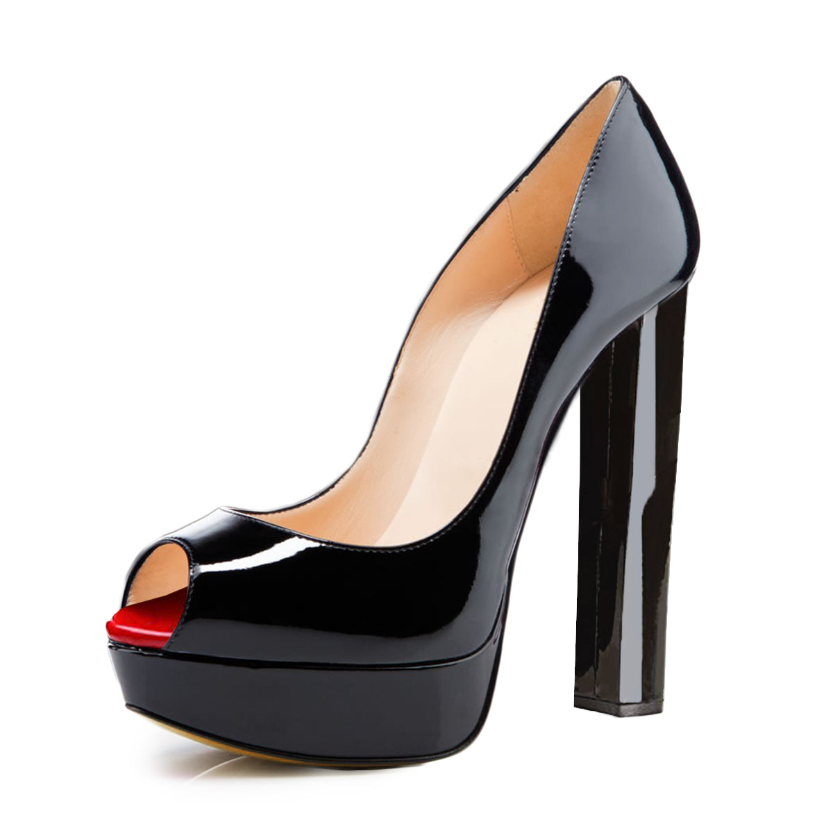 Peep Toe Platform Chunky High Heel Pumps - Onlymaker New