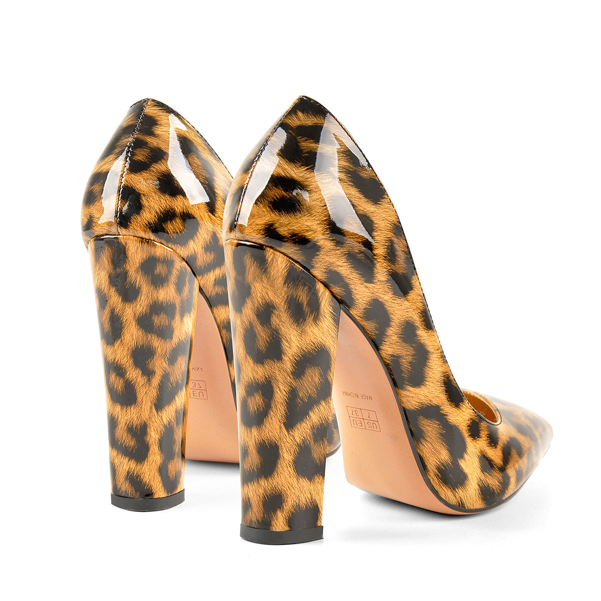 Leopard Pointed toe Pumps Chunky Heels Basic Women High Heels - Onlymaker Sale