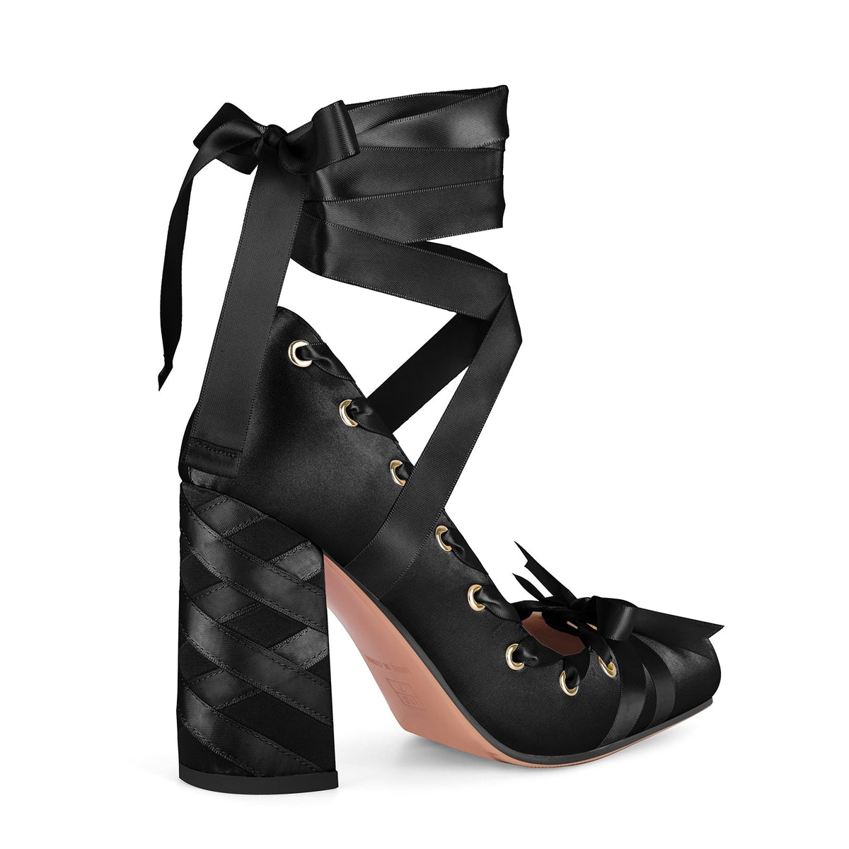 Square Toe Satin Bow Ballet Lace-up Pumps - Onlymaker Special Offer