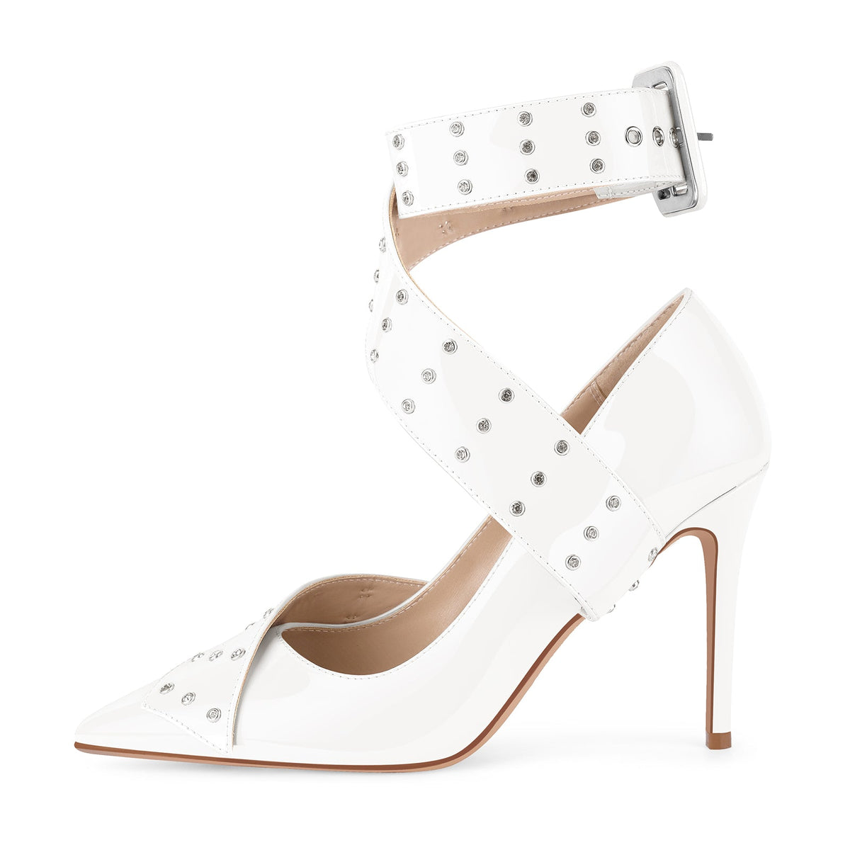 Rhinestone Studded Cross Ankle Strap Pumps - Onlymaker Discount