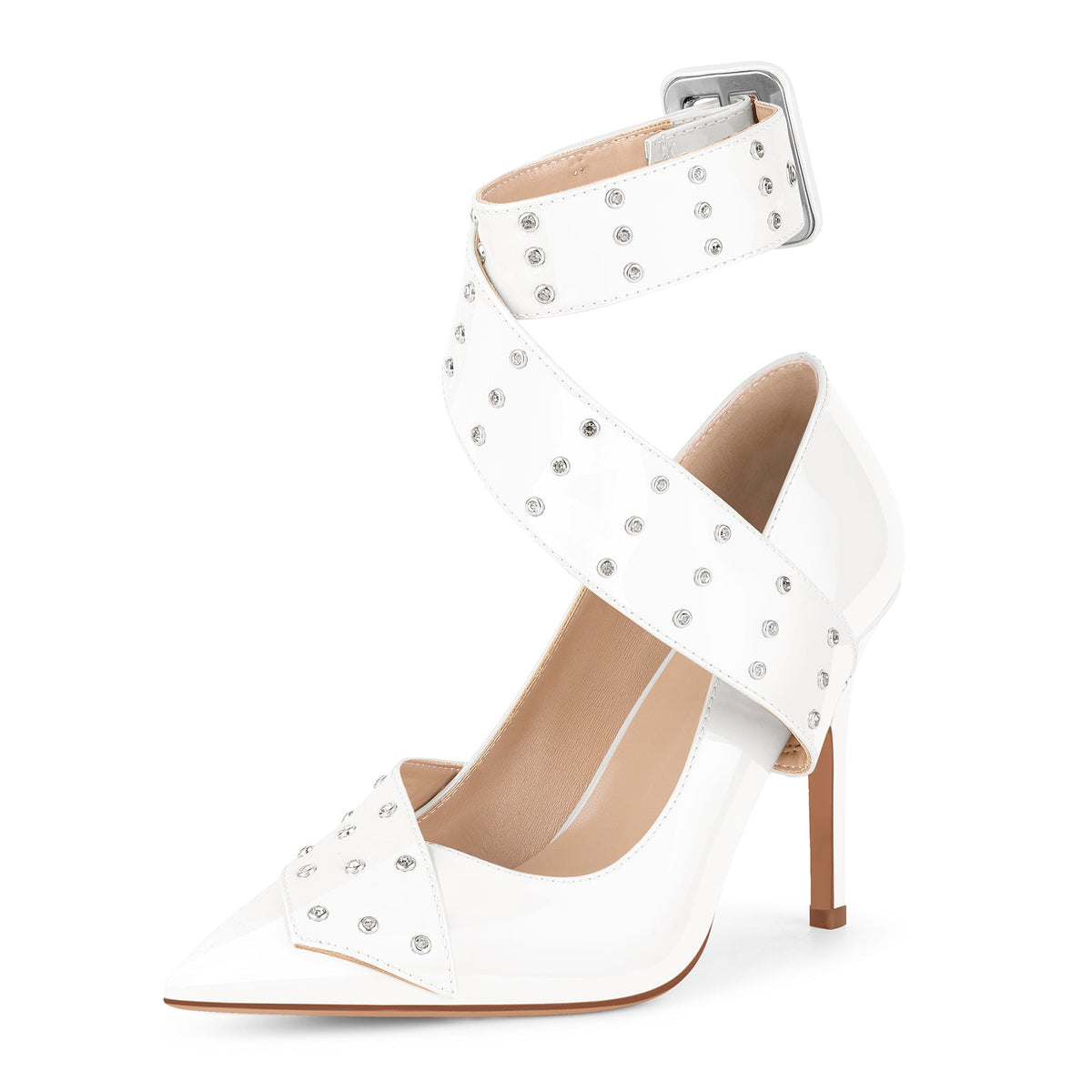 Rhinestone Studded Cross Ankle Strap Pumps - Onlymaker Discount
