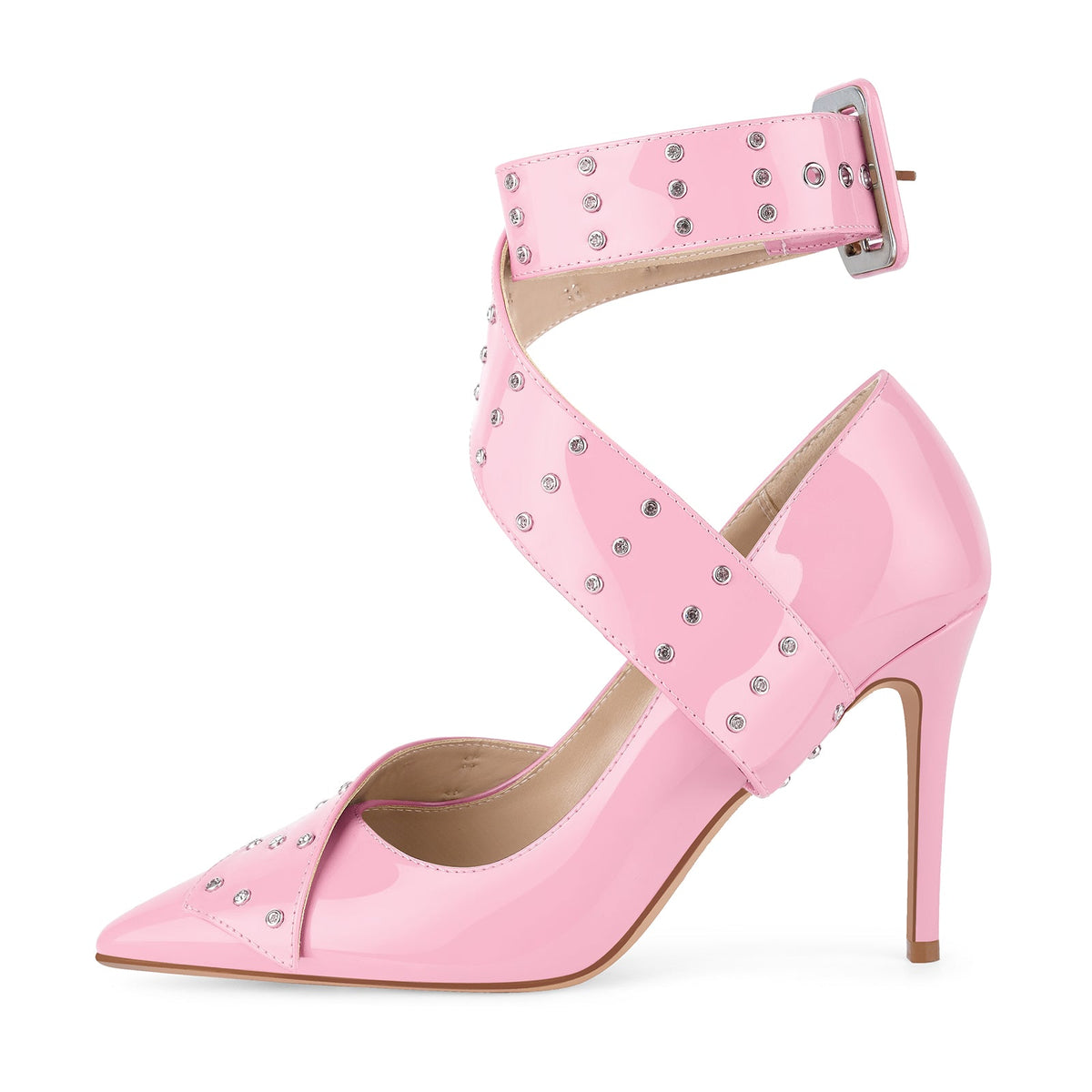 Rhinestone Studded Cross Ankle Strap Pumps - Onlymaker Discount