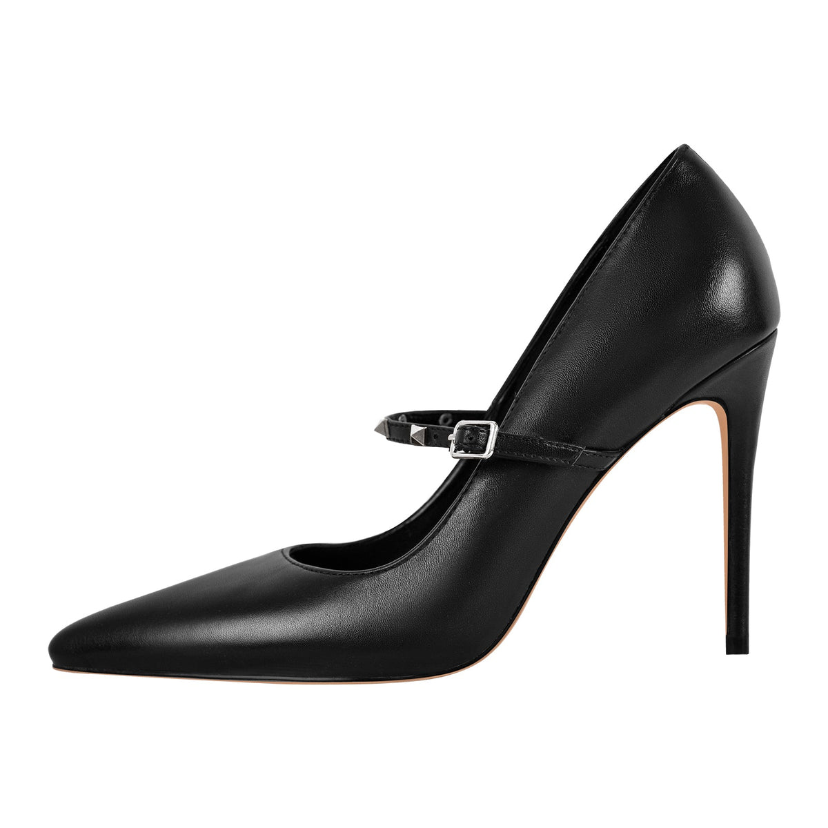 Pointed Toe Rivet Strap Stiletto Pumps - Onlymaker Signature