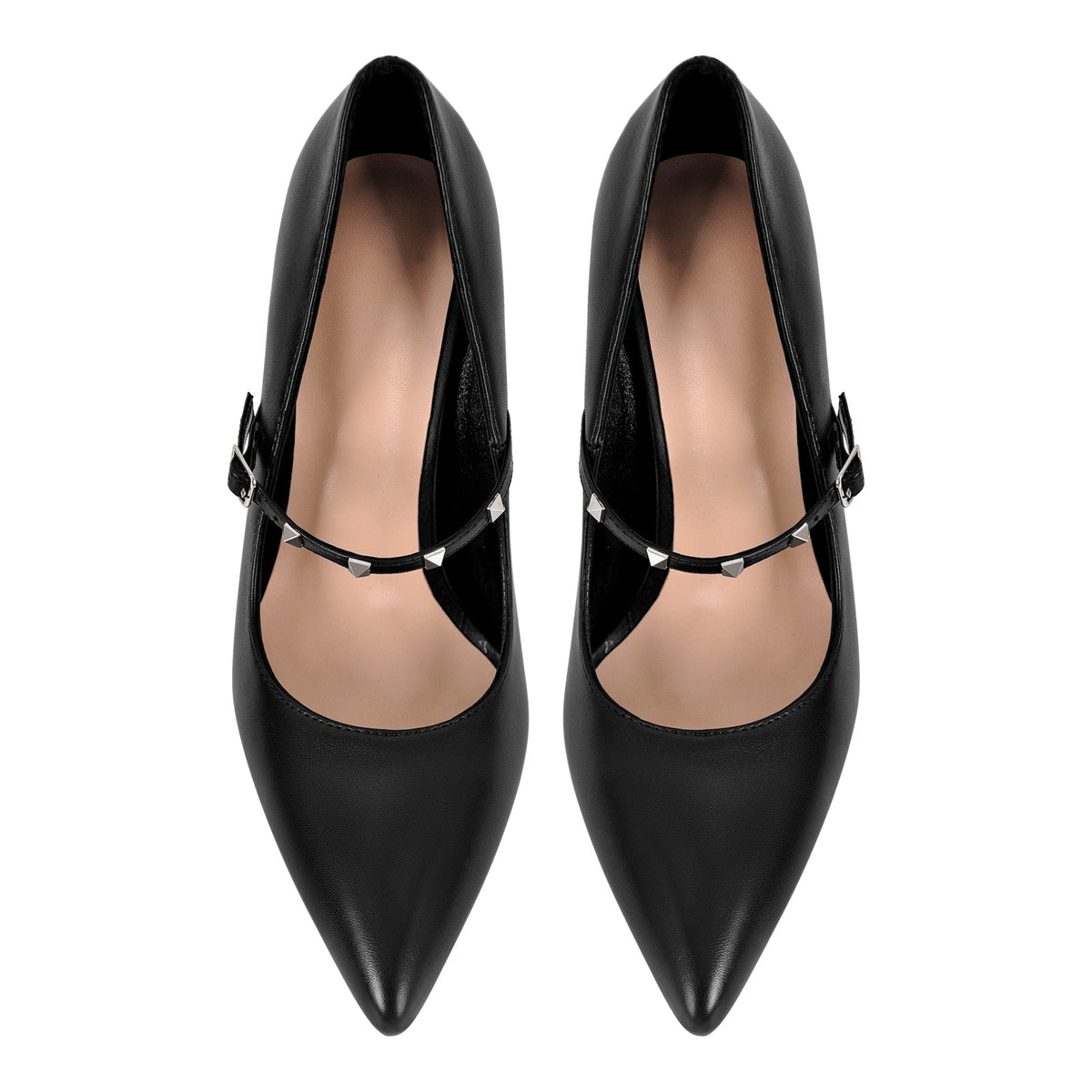 Pointed Toe Rivet Strap Stiletto Pumps - Onlymaker Signature