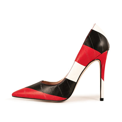 Pointed Toe Mix-Color Slip On Stiletto Pumps - Onlymaker Sale