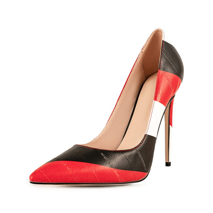 Pointed Toe Mix-Color Slip On Stiletto Pumps - Onlymaker Sale