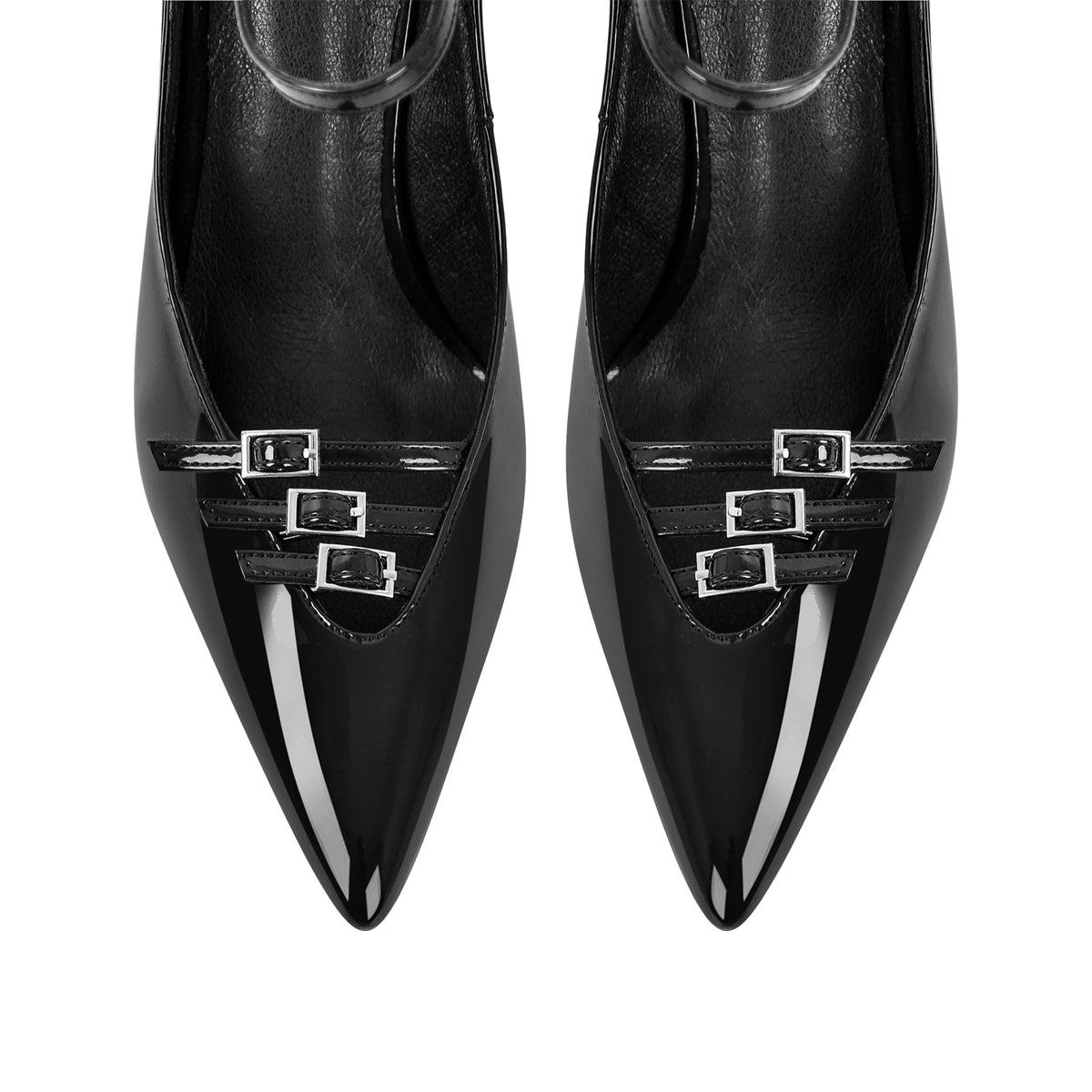 Pointed Toe Multi-Buckle Ankle Strap Stiletto Pumps - Onlymaker Popular
