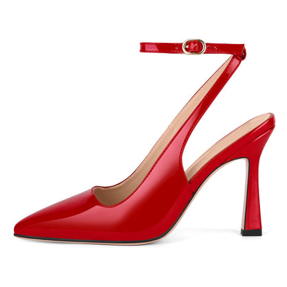 Pointed Toe Ankle Strap Slingback Pumps - Onlymaker Essential