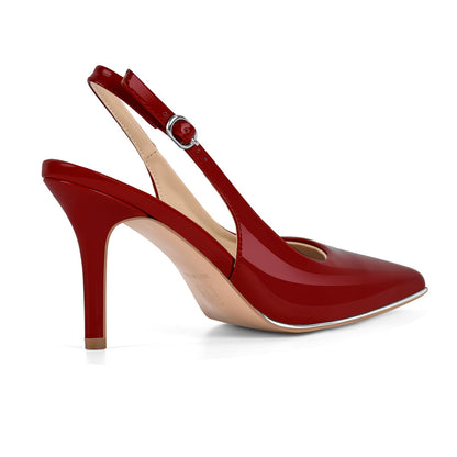 Pointed Toe Patent Leather Slingback Pumps - Onlymaker Trusted