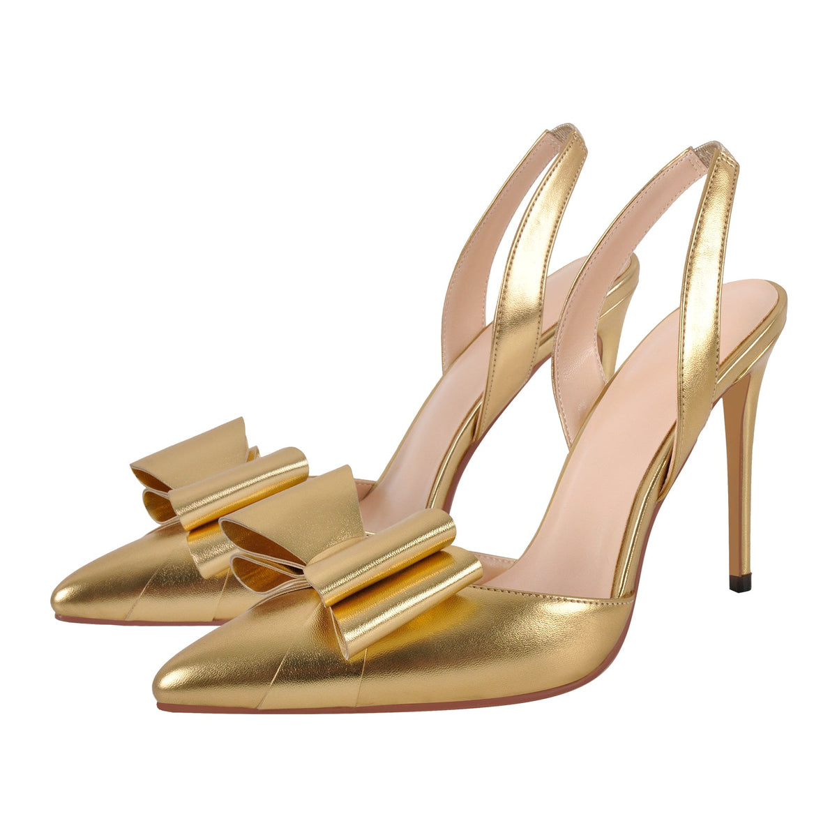 Bow Pointed Toe Slingback Stiletto Pumps - Onlymaker Classic