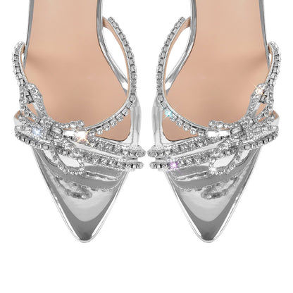 Rhinestone Bow Patent Leather Sandals - Onlymaker Recommended