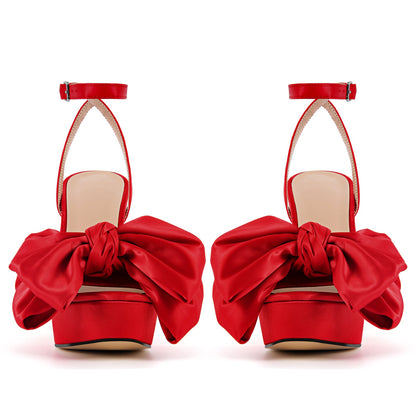 Bow Platform Ankle Strap Chunky Heel Sandals - Onlymaker Value