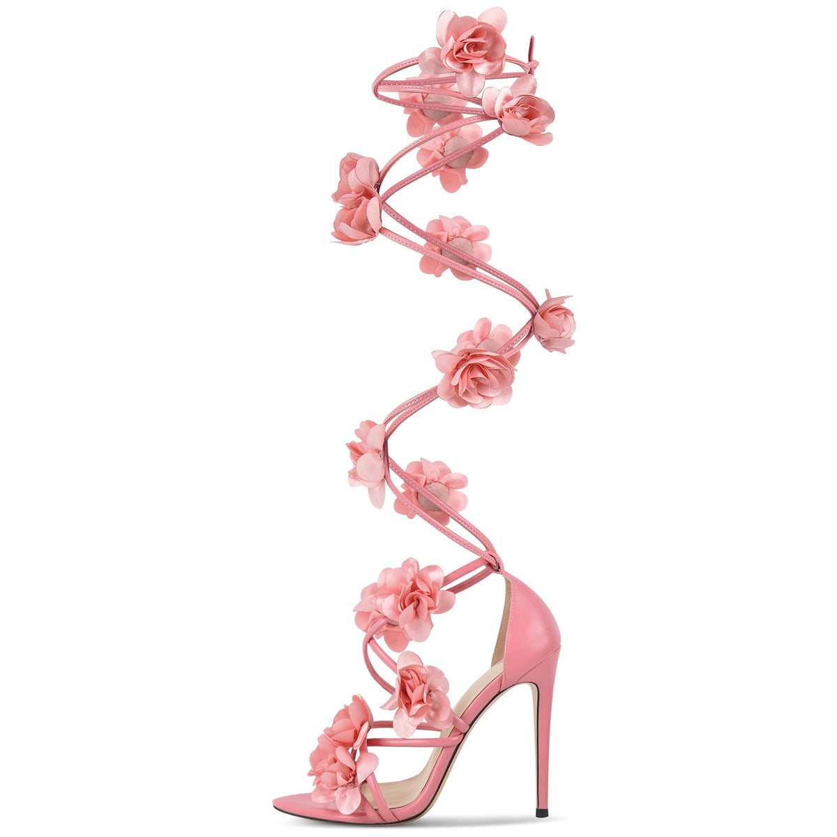 Pointed Toe Flower Strappy Lace-up Sandals - Onlymaker Sale