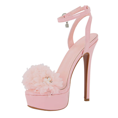 Platform Flower Rhinestone Ankle Strap Sandals - Onlymaker Sale