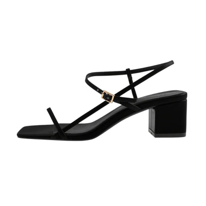 Buckle Strap Square Toe Chunky Heel Sandals - Onlymaker Sale