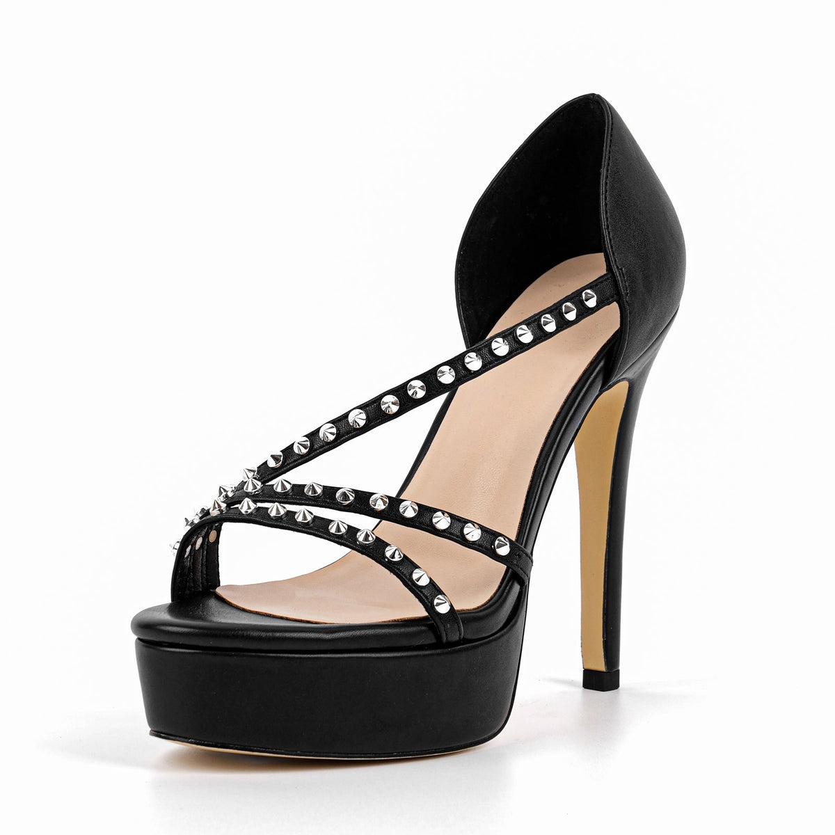 Round Toe Platform Rivet Slip On Sandals - Onlymaker Premium