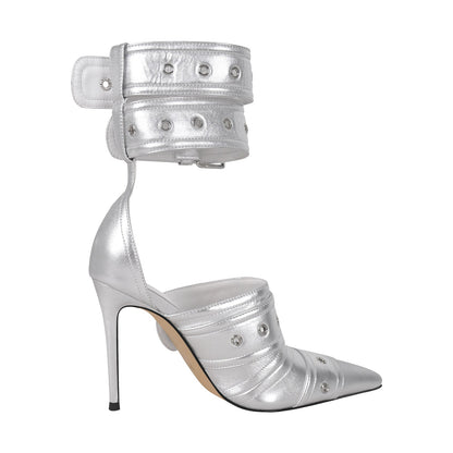 Double Buckle Strap Pointed Toe Stiletto Pumps - Onlymaker Premium
