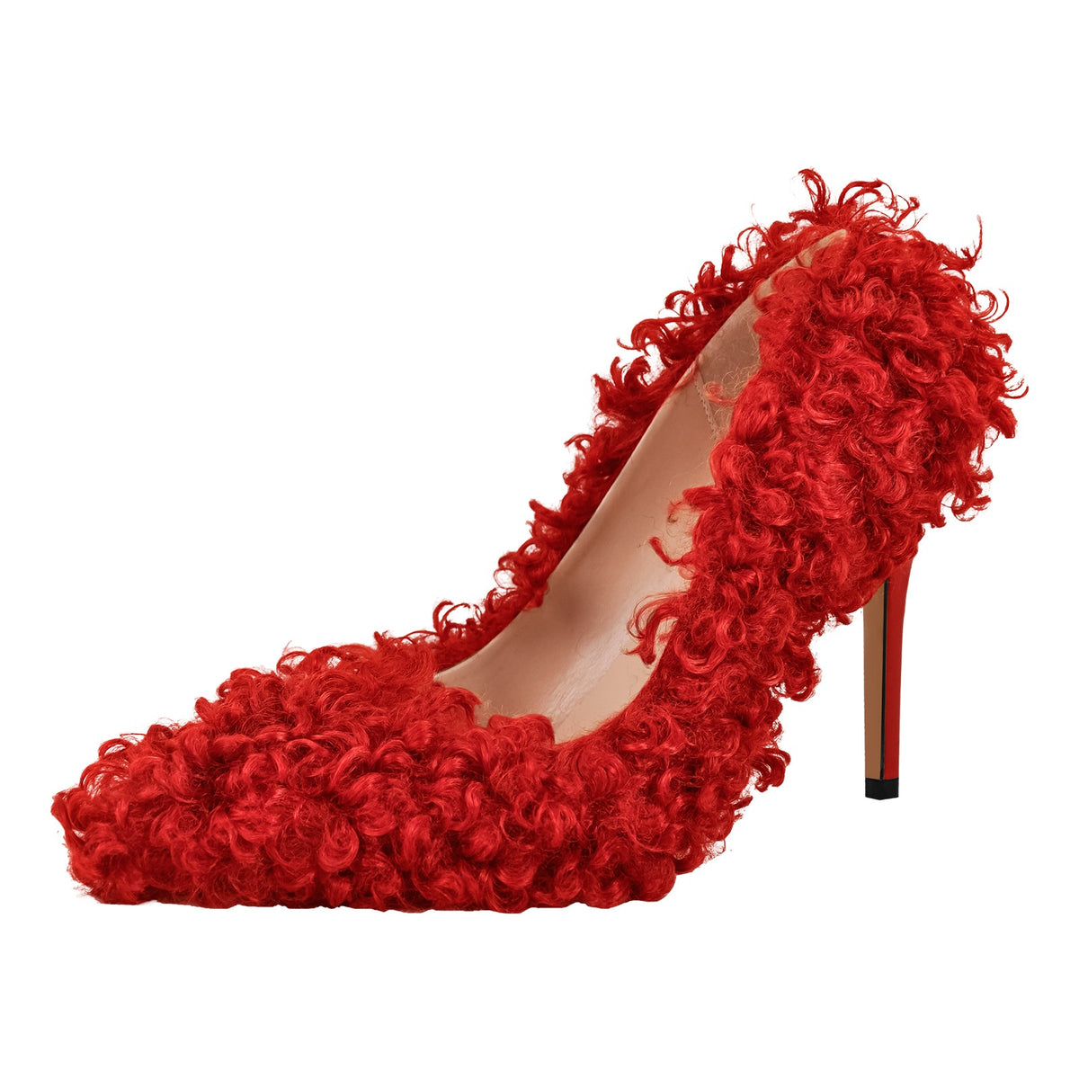 Fluffy Pointed Toe Stiletto High Heel Pumps - Onlymaker Featured