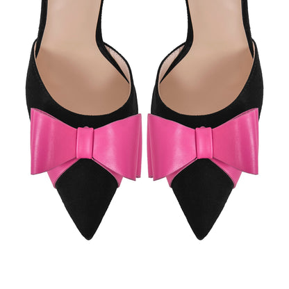 Pointed Toe Stiletto Slingback Bow Pumps - Onlymaker Special Offer