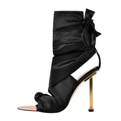 Pointy Open Toe High Heel Lace up Sandals - Onlymaker Great Value