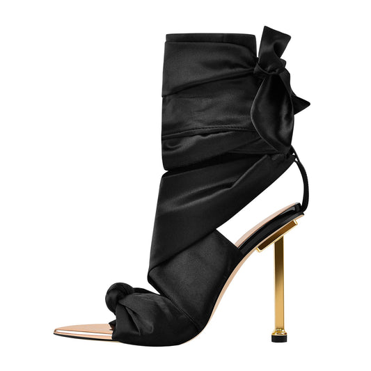 Pointy Open Toe High Heel Lace up Sandals - Onlymaker Great Value
