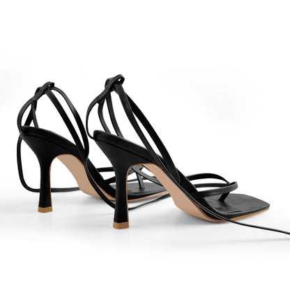 Flip Flop Thong Square Toe Lace Up Sandals - Onlymaker Deals