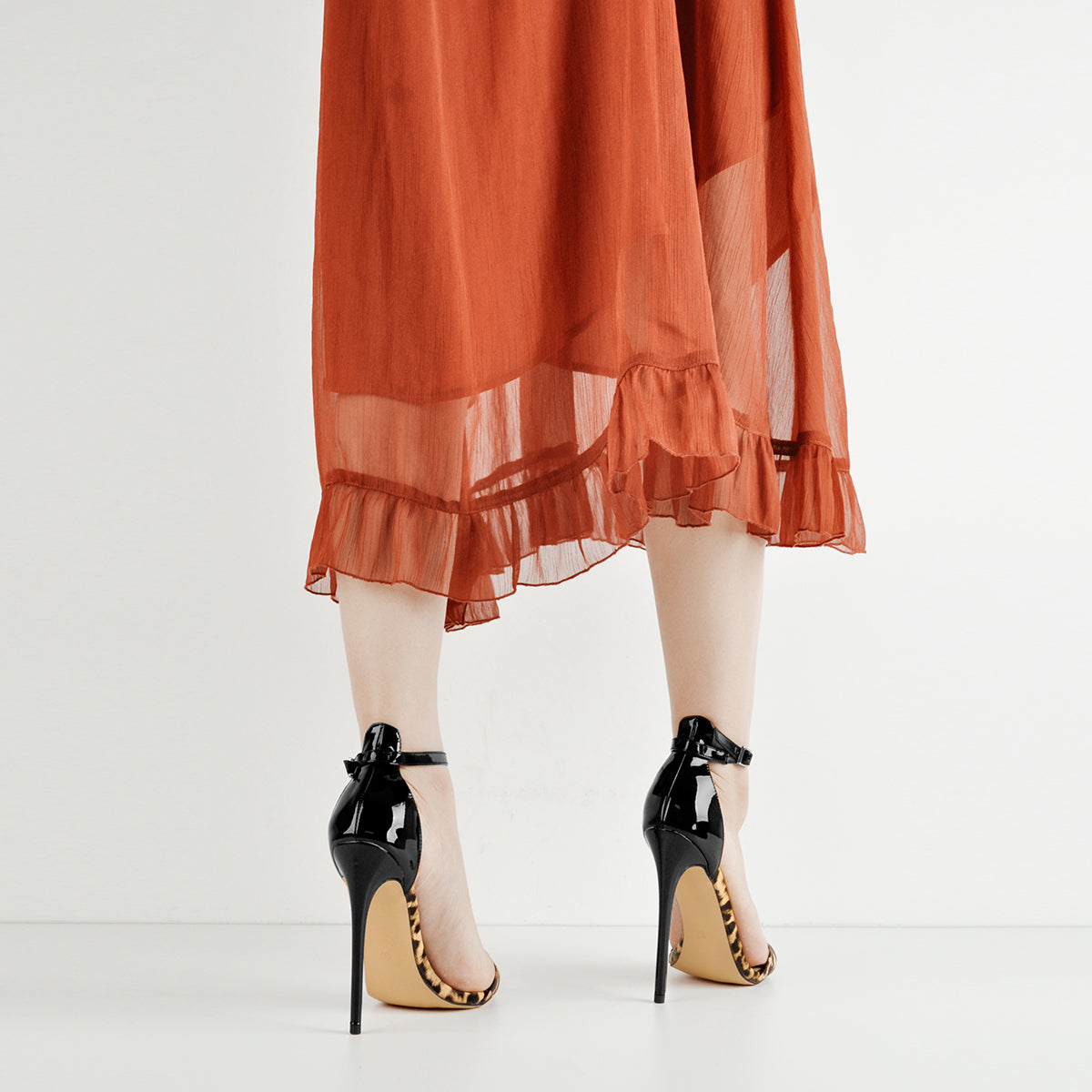 Pointy Open Toe Leopard Ankle Sandals - Onlymaker Best Price